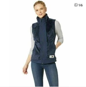 The North Face Women's Large Furry Fleece Vest Urban Blue NWT